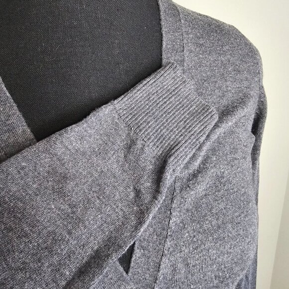 Le Chateau Women's Grey V-Neck Button up Cardigan Sweater, XXS - Picture 6 of 11